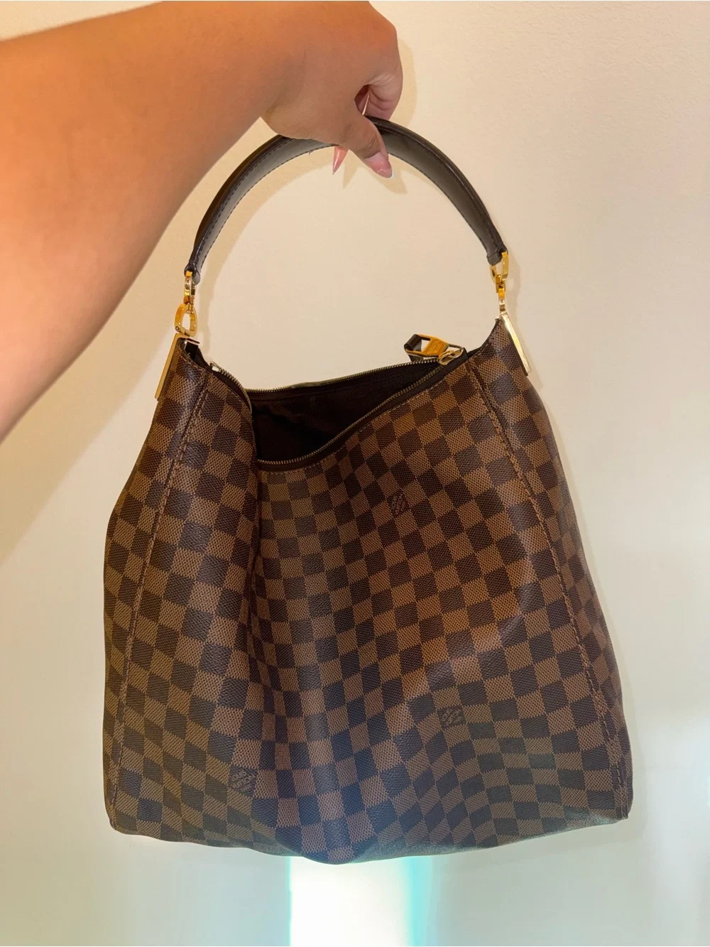 Louis Vuitton Portobello PM bag in Damier Ebene canvas